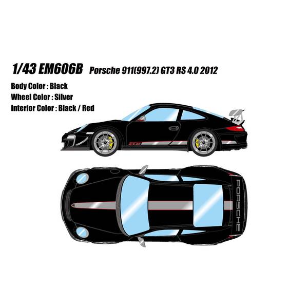 【7月予約】アイドロン 1/43 ポルシェ 911 997.2 GT3 RS4.0 2012 ブラック 完成品ミニカー EM606B