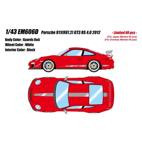【7月予約】アイドロン 1/43 ポルシェ 911 997.2 GT3 RS4.0 2012 ガーズレッド 完成品ミニカー EM606D
