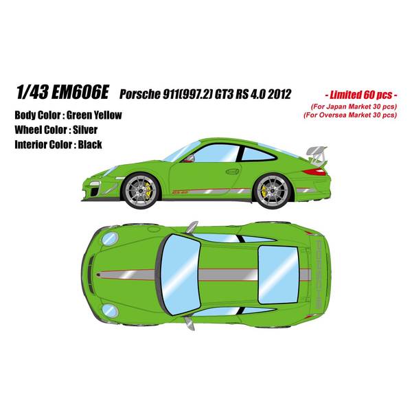 【7月予約】アイドロン 1/43 ポルシェ 911 997.2 GT3 RS4.0 2012 グリーンイエロー 完成品ミニカー EM606E
