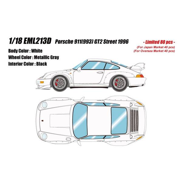 【7月予約】アイドロン 1/18 ポルシェ 911 993 GT2 ストリート 1996 ホワイト 完成品ミニカー EML213D