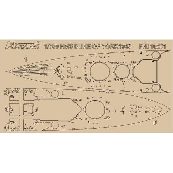 【7月予約】フライホーク 1/700 HMS デューク・オブ・ヨーク用 木製甲板 (FLYFH1118用) 模型用グッズ FLYFH710201
