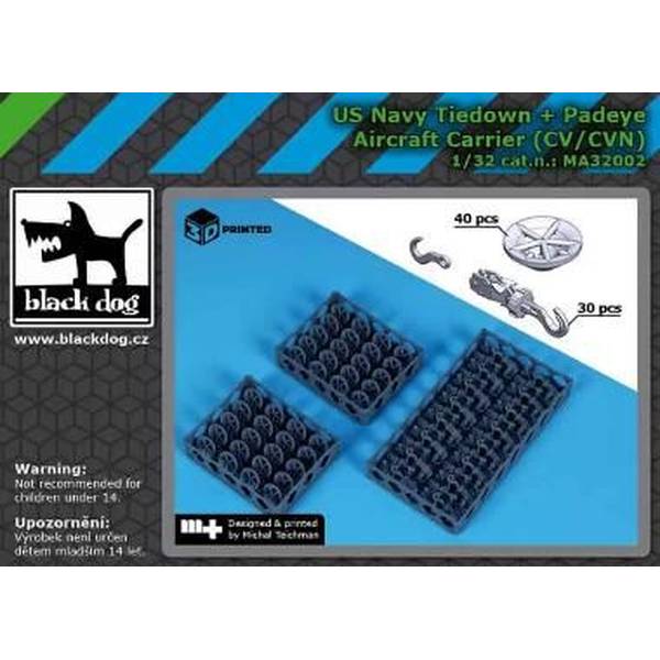 【2月予約】ブラックドッグ 1/32 アメリカ海軍 タイダウン & パッドアイ (航空母艦用) 模型用グッズ HAUMA32002