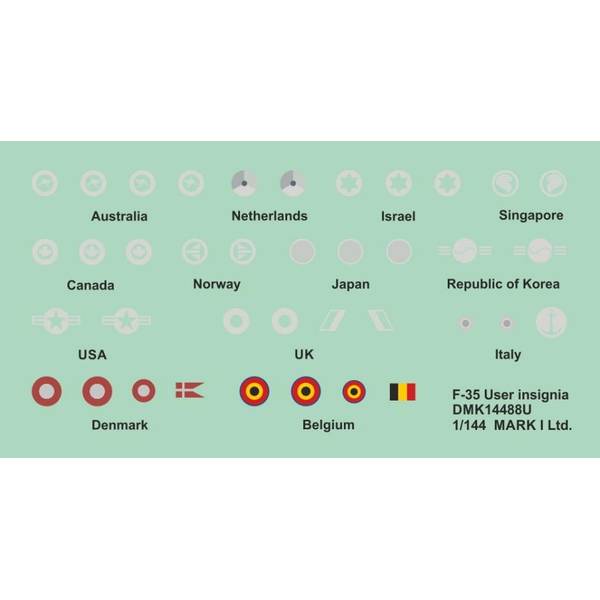 【3月予約】マーク1 1/144 F-35ライトニングII 各国国籍マーク デカール 模型用グッズ MKMDMK14488U
