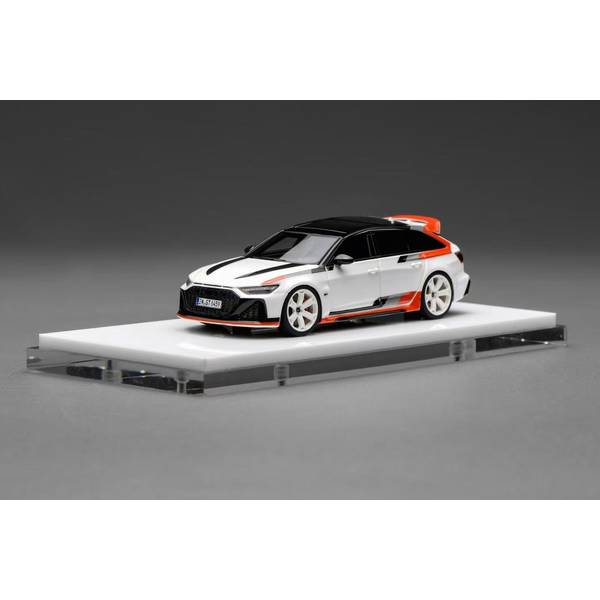 【4月予約】MOTORHELIX 1/64 アウディ RS 6アバントGT Acona ホワイト/ブラック/ オレンジ デカール 完成品ミニカー MH64010AW