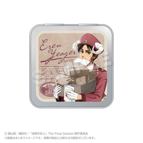 【3月予約】進撃の巨人 コレクション缶ケース おとどけメェるver.(描き下ろし) エレン・イェーガー キャラグッズ 4573676452641