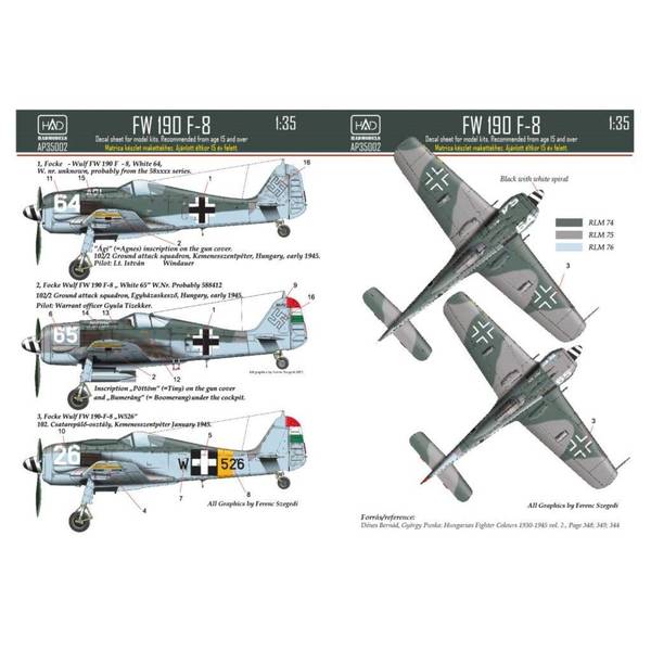 HADモデルズ 1/35 Fw190F-8 "ハンガリー" デカール 模型用グッズ HADAP35002