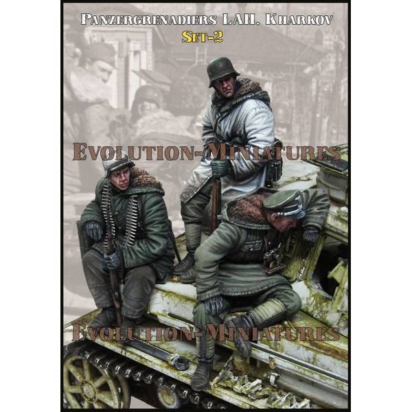【4月予約】エボリューション 1/35 WWII ドイツ SS師団LAHの装甲擲弾兵 ハリコフ戦 セット2(3体入) スケールモデル EM-35251