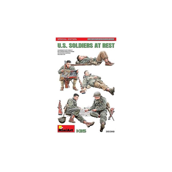 ミニアート 1/35 アメリカ兵 休息中5体入 特別版(歩兵用武器・装備品付) スケールモデル MA35318