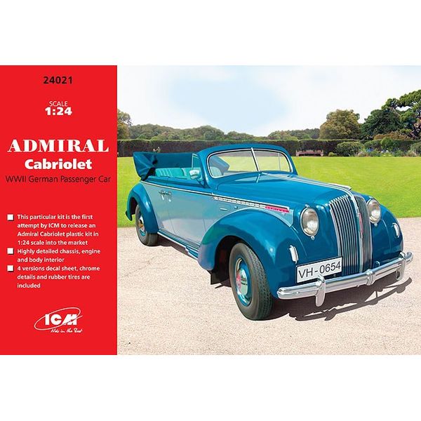 ICM 1/24 ドイツ アドミラル 乗用車 オープンタイプ スケールモデル 24021