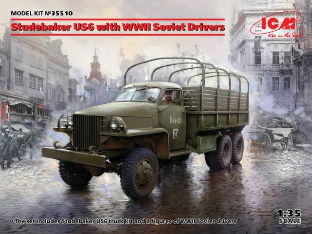 ICM 1/35 スチュードベイカー US-6カーゴトラック w/ソビエト ドライバー スケールモデル 35510