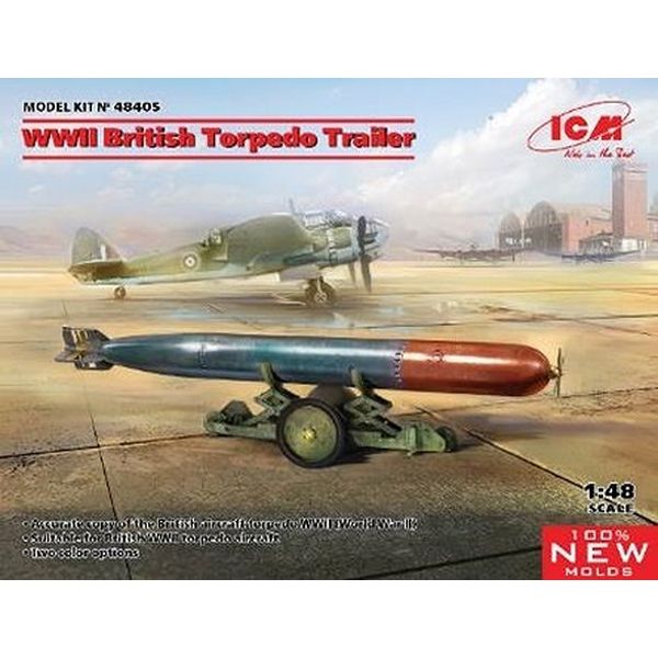 ICM 1/48 WWII イギリス 魚雷牽引トレーラー スケールモデル 48405