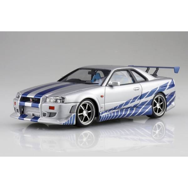 アオシマ 1/24 ムービーメカ No.WS-02 R34 スカイライン GT-R 「ワイルド・スピード」より キャラクタープラモデル 4905083067956