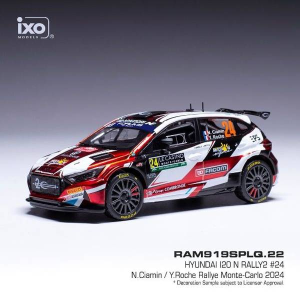 イクソ 1/43 ヒョンデ i20 N ラリー2 No.24 2024 WRC ラリー・モンテカルロ N.シアミン/Y.Roche 完成品ミニカー RAM919SPLQ