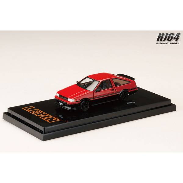 1/64 トヨタ カローラレビン AE86 3DOOR カスタムバージョン 1983 レッド / ブラック 完成品ミニカー HJ643037CRK