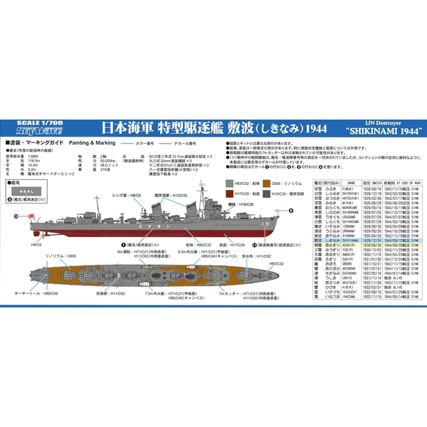 1/700 日本海軍 特型駆逐艦 敷波 1944 4986470021300 ポスト