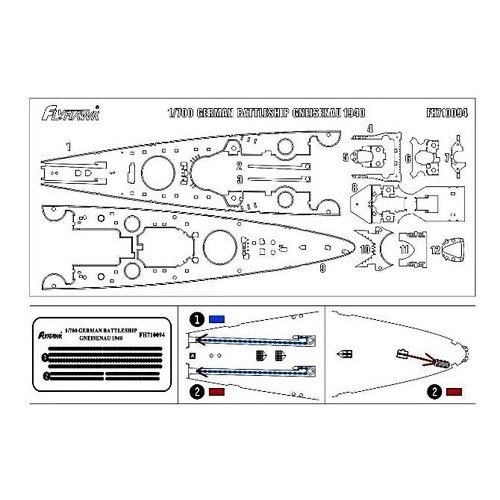 フライホーク 1/700 ドイツ海軍 戦艦 グナイゼナウ 1940 木製甲板シート (フライホーク FH1149用) 模型用グッズ FLYFH710094