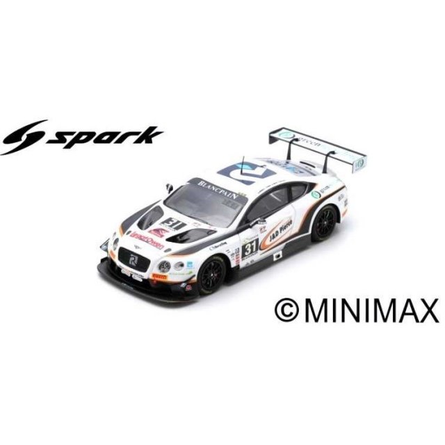 スパーク 1/43 ベントレー コンチネンタル GT3 No.31 パーカーレーシング 2018 スパ24時間 R.スミス/D.ピアス/and more 完成品ミニカー SB225