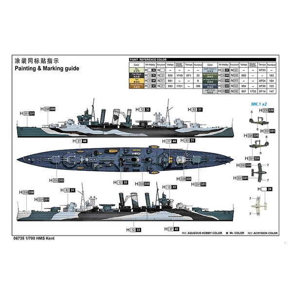1/700 イギリス海軍 重巡洋艦 HMS ケント 9580208067353 ポスト