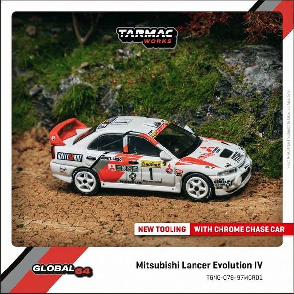 【12月予約】ターマックワークス 1/64 ミツビシ ランサーエボリューションIV No.1 1997 WRC ラリー・モンテカルロ T.マキネン 完成品ミニカー T64G-076-97MCR01