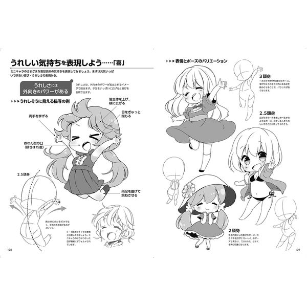 ミニキャラクターの描き分け ほんわか2.5/2/3頭身編