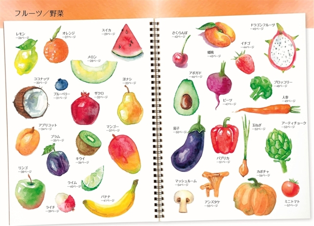 フルーツ・植物・お菓子からかわいい生き物まで かんたん！4ステップ水彩