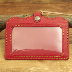 革のＩＤ・カードケース：パウケース：手作り革小物