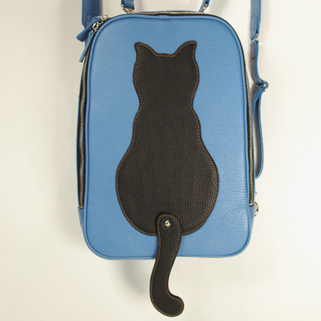 ネコのリュック：猫バッグ：革バッグ：革製品
