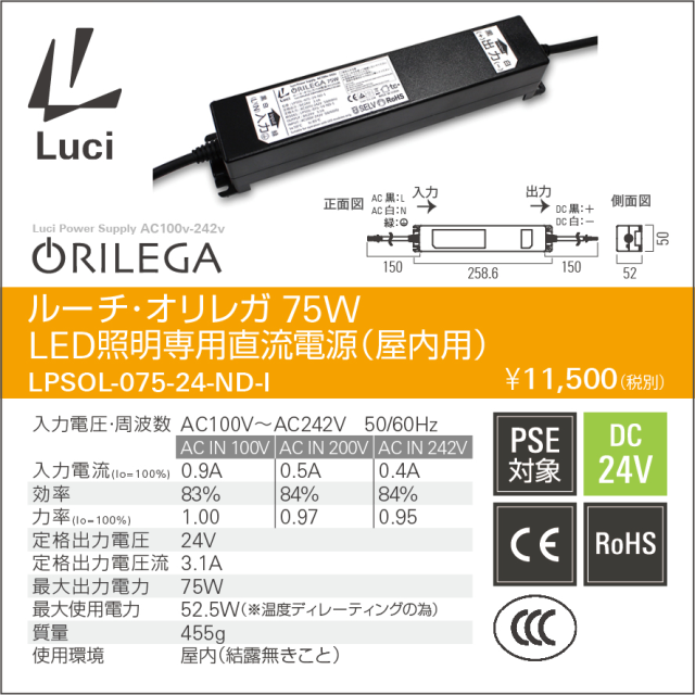 Luci LED照明用電源 75W