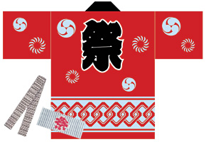 031013001　祭り袢天/赤　