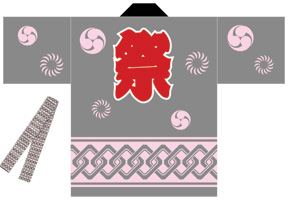 031013005　祭り袢天/グレー　
