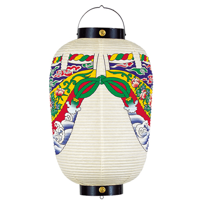 T7113-4 牡丹幕提灯 Φ39×H74cm 紙製 牡丹幕絵付 | 店舗向け提灯 ちょうちん