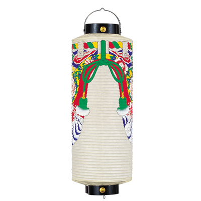 T7380-4 八寸切長提灯 Φ23×H75cm 紙製 牡丹幕絵付 | 店舗向け提灯 ちょうちん