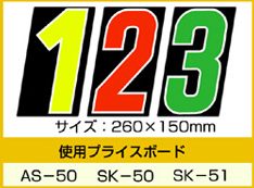 AS-50・SK-51用 数字 バラ プライスボード用数字 | AS-50MP プライス数字 自動車販売店向け