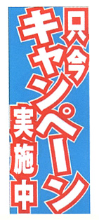 【4枚組合せ】在庫限り K-66 大のぼり 只今キャンペーン実施中 (青) | W700mm×H1800mm 自動車販売店向のぼり【メール便発送に限り送料無料】