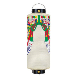 T7380-4 八寸切長提灯 Φ23×H75cm 紙製 牡丹幕絵付 | 店舗向け提灯 ちょうちん