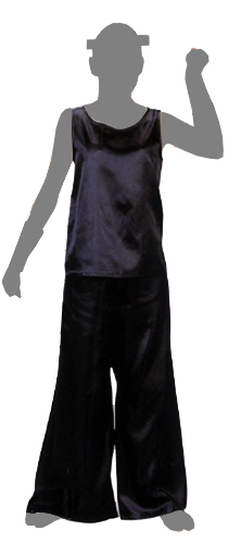 膝-7984 サテンワイドパンツ・膝印