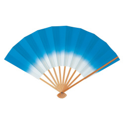 扇子　グラデーション　水色　青