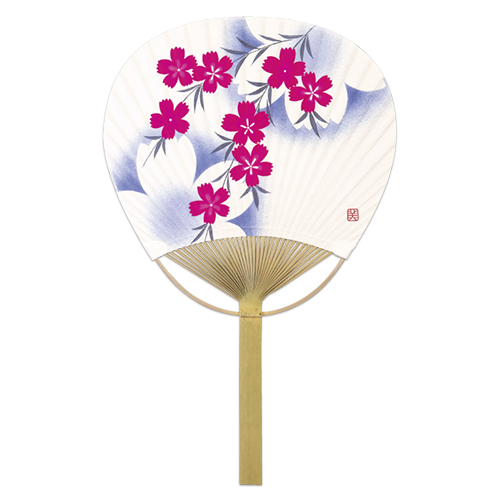 唐月竹うちわ なでしこもよう 50本セット F3055 おしゃれ 天然素材 団扇