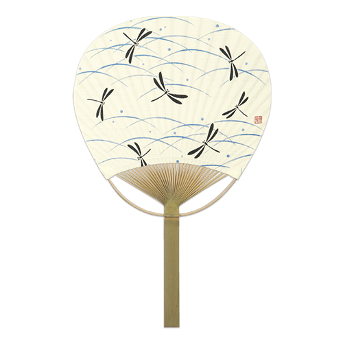 唐月竹うちわ 麻地 トンボ 50本セット F3061 おしゃれ 天然素材 団扇