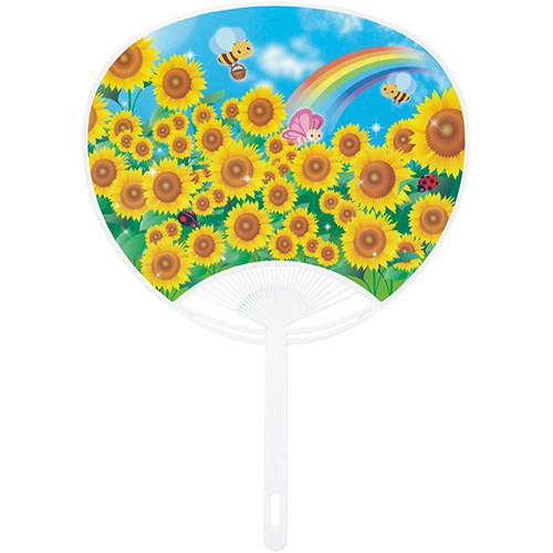 標準サイズうちわ イラストひまわり 100本セット Nza1109 ポリうちわ 団扇 ポリ団扇
