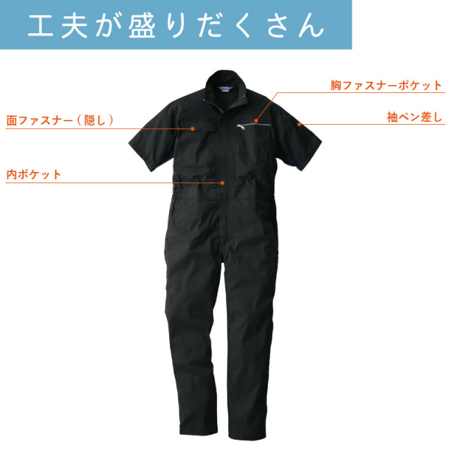 ししまる 桑和 39017 脇メッシュ半袖つなぎ(男女兼用)｜作業服・作業着の