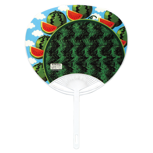 ステレオグラムうちわ スイカ 50本セット Su 1 標準サイズうちわ ポリうちわ 団扇