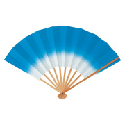 扇子　グラデーション　水色　青