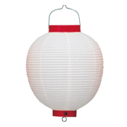Ty210-9 10号丸洋紙提灯 白/赤枠 Φ27×H41cm | 店舗向け提灯 ちょうちん (T2100)