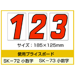 SK-72・SK-73用 数字(小文字) バラ プライスボード用数字 | SK-73MP プライス数字 自動車販売店向け