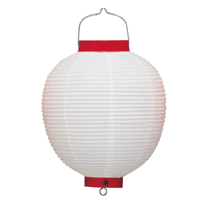 Ty210-9 10号丸洋紙提灯 白/赤枠 Φ27×H41cm | 店舗向け提灯 ちょうちん (T2100)