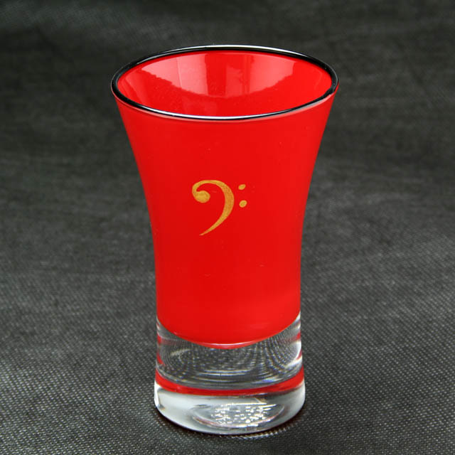 会津塗 ガラス漆器 清酒杯 へ音記号 バス記号 音楽雑貨 音楽グッズ 音楽ギフト 音楽小物