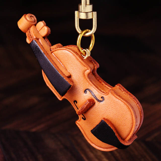 本革 キーホルダー ヴァイオリン Violin 弦楽器 音楽雑貨 音楽グッズ 音楽ギフト