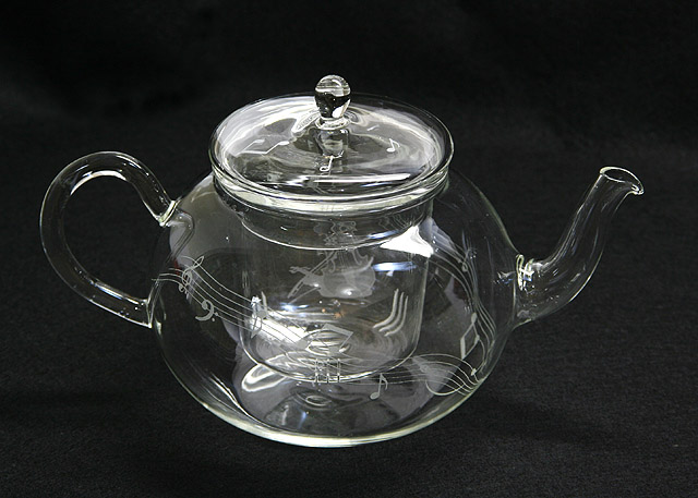 ガラスティーポット　ヴァイオリン