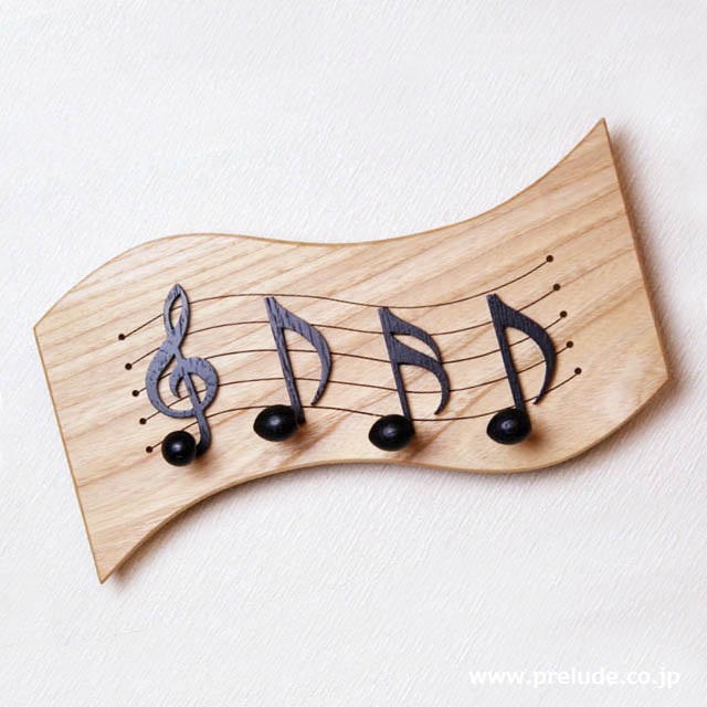 ト音記号 キーハンガー 銘木 音楽雑貨